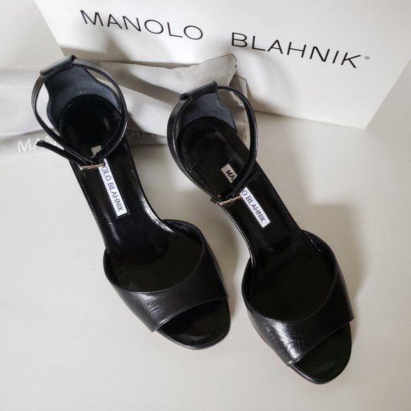 Manolo Blahnik Black Demi-wedge Sandal Size M36.5 - Picture 7 of 16